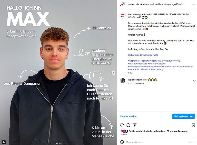 Screenshot eines Instagram-Beitrags
