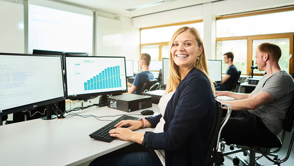 Studierende arbeiten am Computer