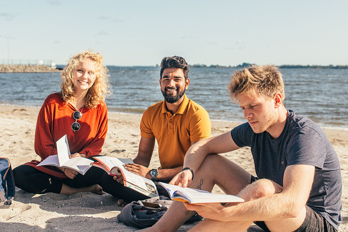 Students at Stralsund beach