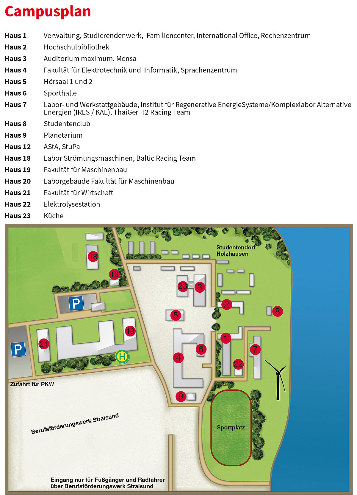 Campusplan der Hochschule Stralsund am Strelasund